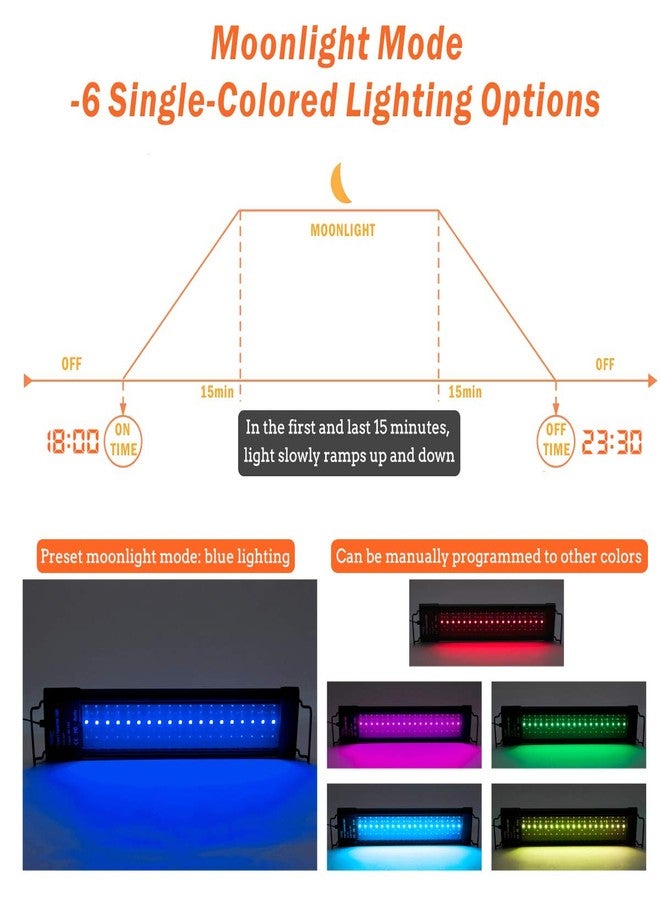 hygger Auto On Off LED Aquarium Light 36-42 Inches Dimmable 7 Colors Full Spectrum Fish Tank Light Fixture for Freshwater Planted Tank Build in Timer Sunrise Sunset - Image 5